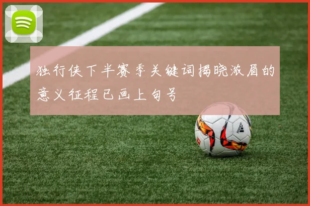 独行侠下半赛季关键词揭晓浓眉的意义征程已画上句号